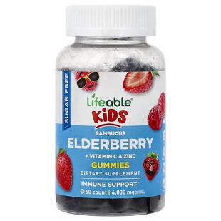 Lifeable,Kids, Sambucus Elderberry + Vitamin C & Zinc Gu