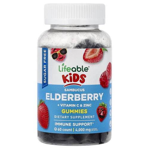 Lifeable,Kids, Sambucus Elderberry + Vitamin C & Zinc Gu