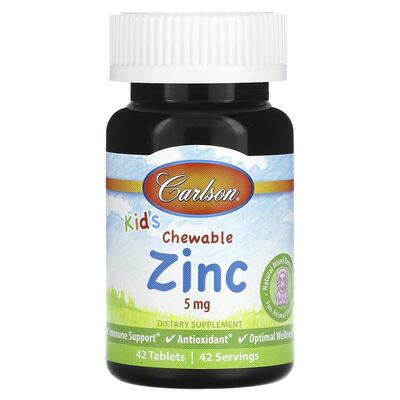 Carlson,Kid's Chewable Zinc, Natural Mixed Berry, 5 mg, 42 T