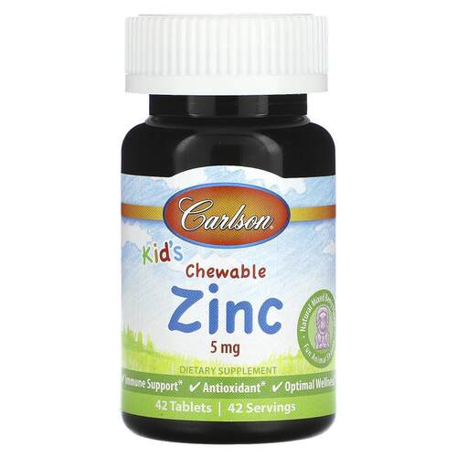 Carlson,Kid's Chewable Zinc, Natural Mixed Berry, 5 mg, 42 T