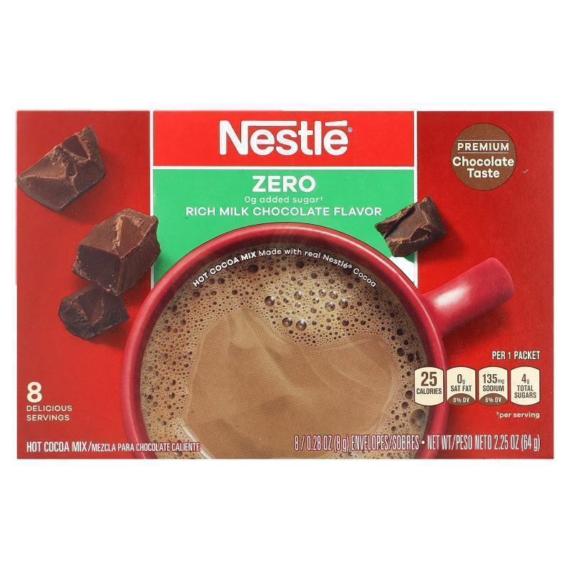 雀巢热可可粉,热巧克力粉，浓醇牛奶巧克力，8 包，每包 0.28 盎8