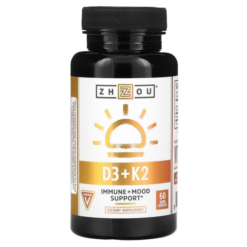 Zhou Nutrition,K2 + D3,2合1帮助，60粒素食胶囊