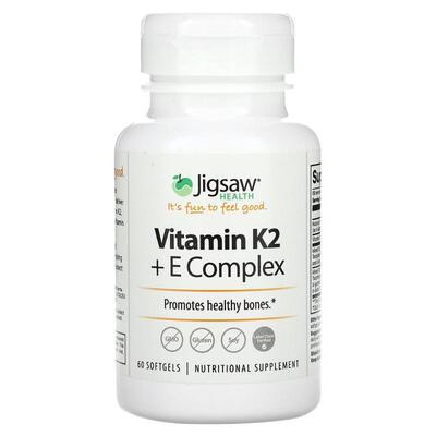 Jigsaw Health,Vitamin K2 + E Complex , 60 Softgels