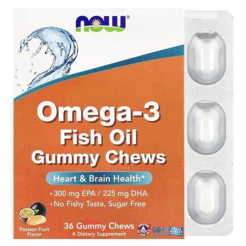 诺奥,Omega-3 Fish Oil Gummy Chews, Passion Fruit , 36 Gummy