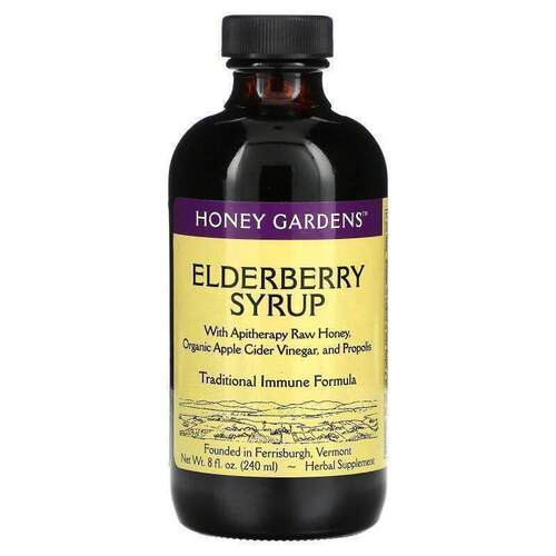 Honey Gardens,接骨木果糖浆，含蜂疗生蜂蜜，有机苹果醋和蜂胶，