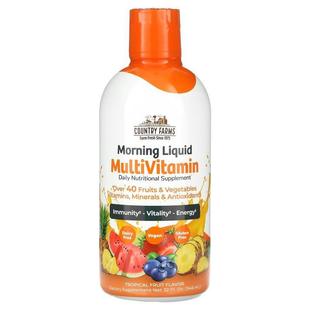 Country Farms,Morning Liquid Multivitamin, Tropical Fruit, 3