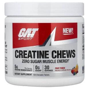 GAT,Sport, Creatine Chews, Fruit Punch, 120 Chewable Tablets