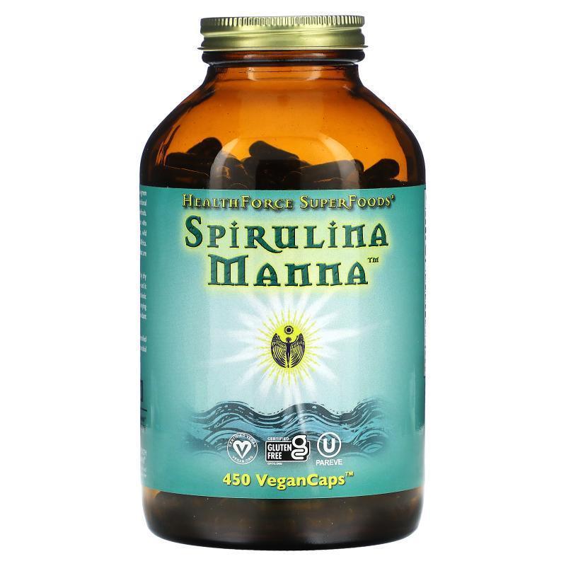 HealthForce Superfoods,Spirulina Manna, 450 VeganCaps