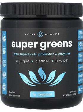 NutraChamps,含 Superfood、益生菌和酶的 Super Greens，热带风8