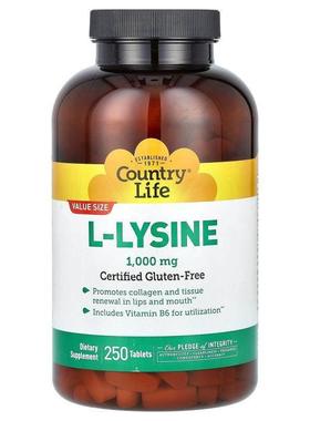 乡村生活,L-Lysine, 1,000 mg, 100 Tablets