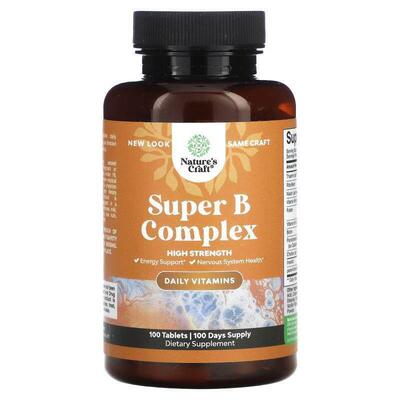 Natures Craft,Super B Complex, High Strength, 100 Tablets