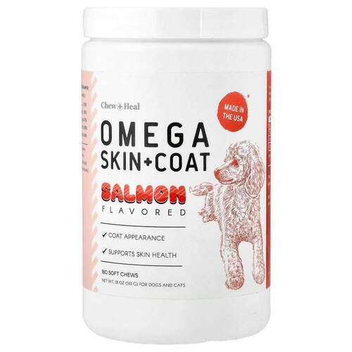 Chew + Heal,Omega Skin + Coat, For Dogs and Cats, Salmon, 18