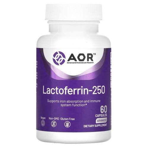 Advanced Orthomolecular Research AOR,乳铁蛋白-250，60 粒素胶