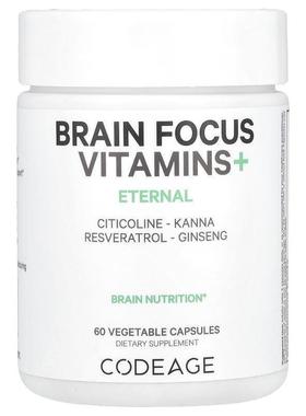 Codeage,Brain Focus Vitamins+, 60 Vegetable Capsules