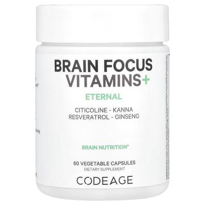 Codeage,Brain Focus Vitamins+, 60 Vegetable Capsules
