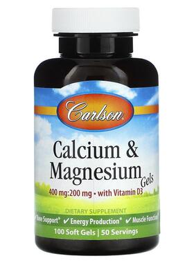 Carlson,Calcium &amp; Magnesium Gels With Vitamin D3, 10