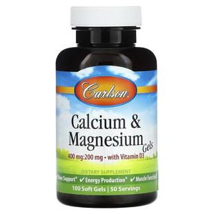 Carlson,Calcium & Magnesium Gels With Vitamin D3, 10