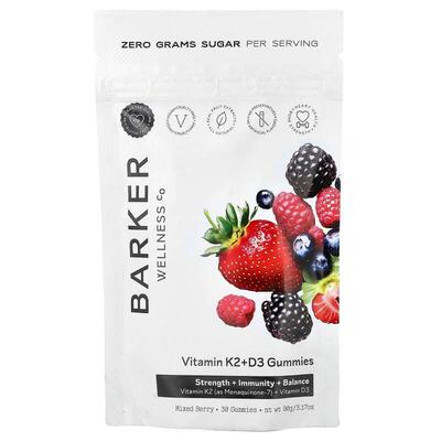 Barker Wellness Co,Vitamin K2 + D3 Gummies, Mixed Berry, 30