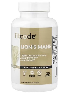 FITCODE,Lion's Mane, 500 mg, 60 Veggie Capsules