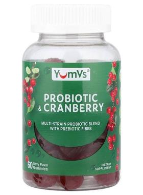 YumVs,Probiotic Cranberry Gummies, Berry, 60 Gummies