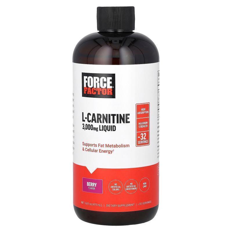 Force Factor,L-Carnitine Liquid, Orange, 3,000 mg, 16 fl oz
