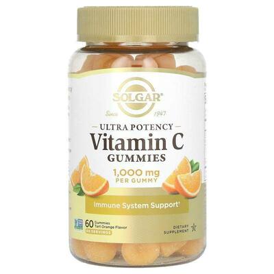 索尔加,Ultra Potency Vitamin C Gummies, Tart Orange, 1,000 m