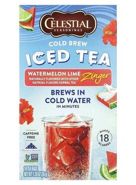 斯乐,Cold Brew Iced Tea, Watermelon Lime Zinger, Caffeine Fr