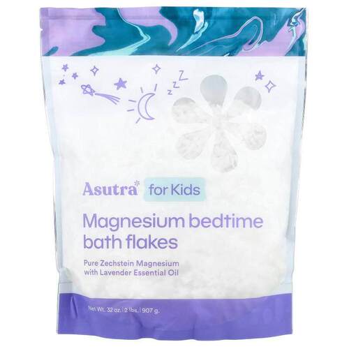Asutra,Asutra for Kids, Magnesium Bedtime Bath Flakes, 32 oz