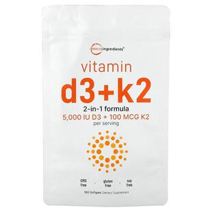 Micro Ingredients,Vitamin D3 + K2 , 5,000 IU/100 mcg