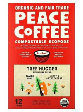 Peace Coffee,Organic Tree Hugger, Signature Blend, Dark Roas