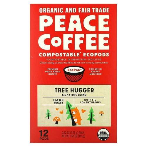 Peace Coffee,Organic Tree Hugger, Signature Blend, Dark Roas