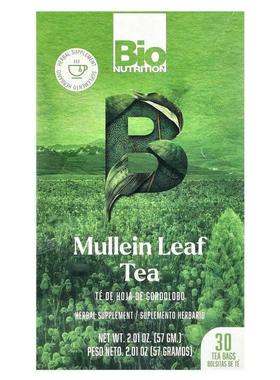 Bio Nutrition,Mullein Leaf Tea, Caffeine Free, 30 Tea Bags,