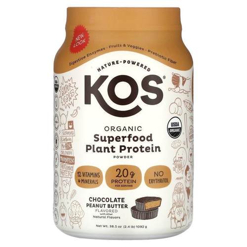 KOS,Organic Superfood Plant Protein Powder, Chocolate Peanut