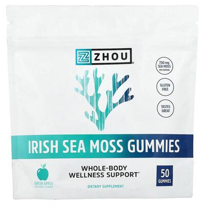 Zhou Nutrition,Irish Sea Moss Gummies, Green Apple, 50 Gummi