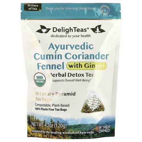 DelighTeas,Ayurvedic Cumin Coriander Fennel With Ginger, Her