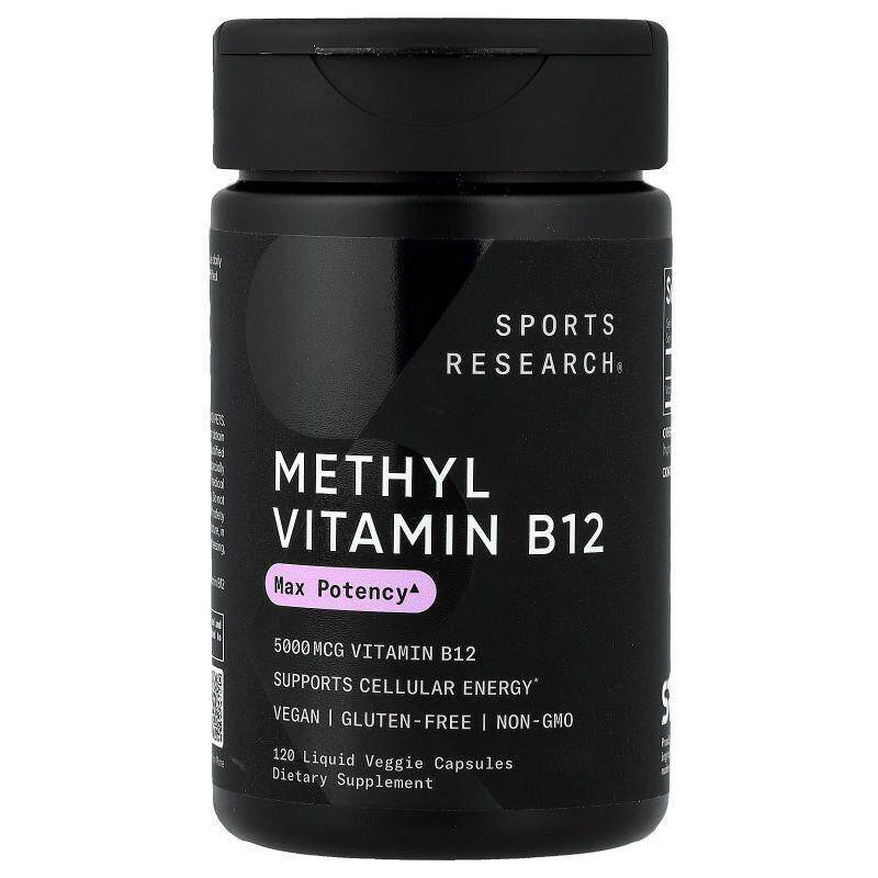 Sports Research,甲基维生素 B12，5,000 微克，120 粒液体素食胶