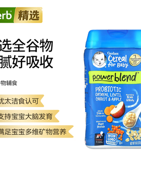 Gerber嘉宝燕麦片宝宝全谷物婴儿辅食大脑发育矿物质维生素宝宝成
