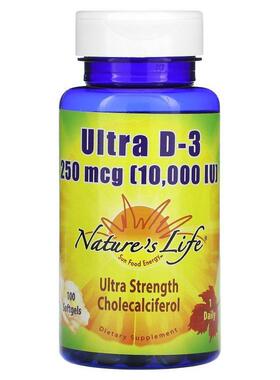 Nature's Life,Ultra D-3, 250 mcg (10,000 IU), 100 Softgels