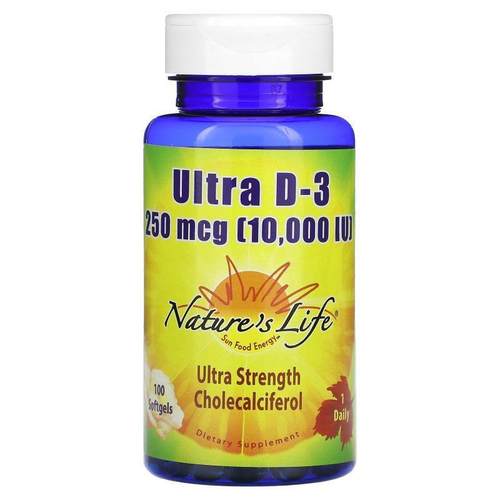 Nature's Life,Ultra D-3, 250 mcg (10,000 IU), 100 Softgels