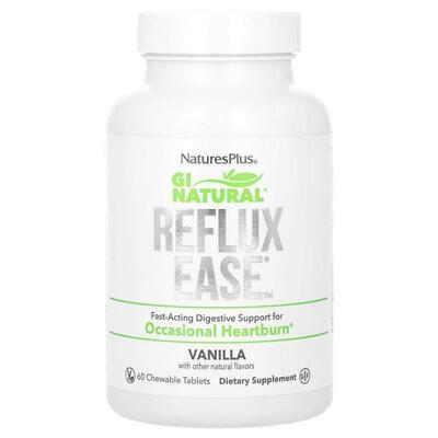 自然加,Gi Natural, Reflux Ease, Vanila, 60 Chewable Tablets