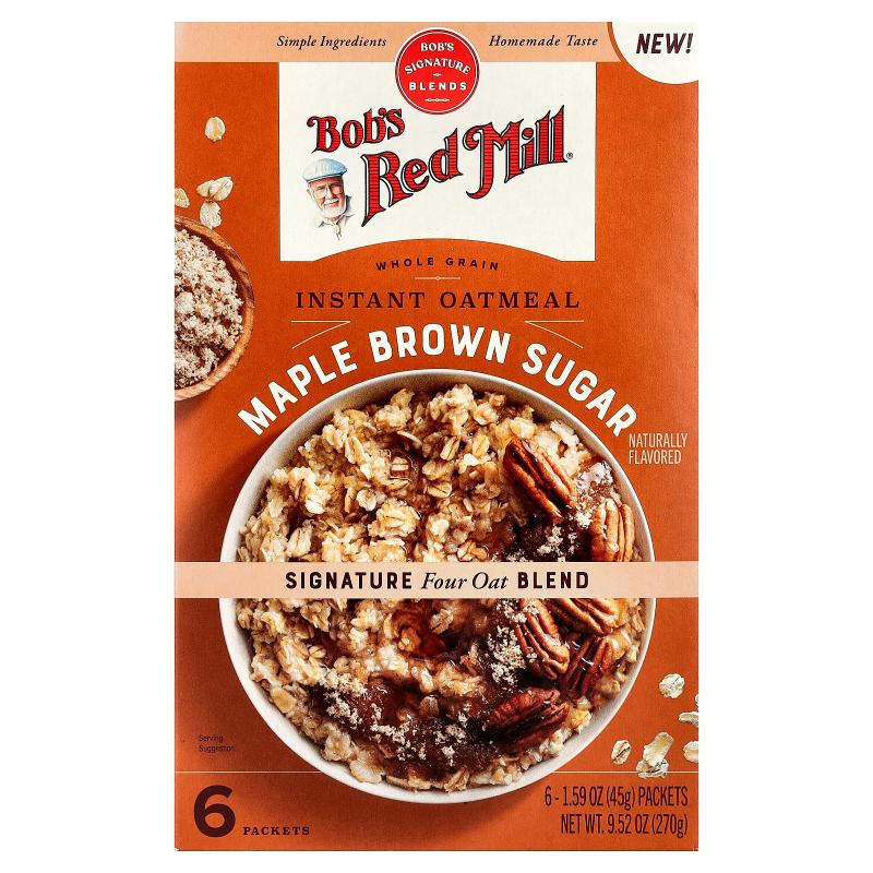 鲍勃红磨坊,Instant Oatmeal, Whole Grain, Maple Brown Sugar,