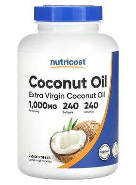 Nutricost,Extra Virgin Coconut Oil, 1,000 mg, 240 Capsules