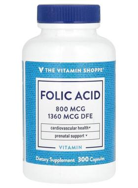 The Vitamin Shoppe,Folic Acid, 800 mcg, 300 Capsules