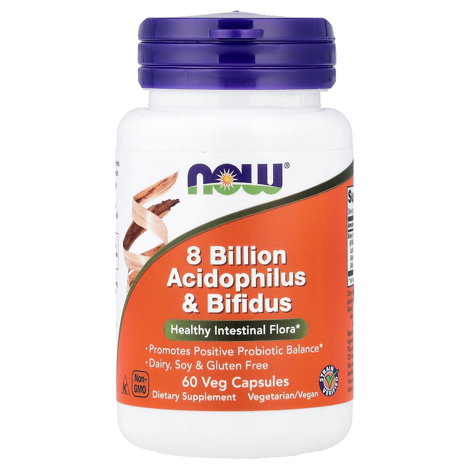 NOW Foods80亿Acidophilus和双叉乳酸杆菌素食胶囊嗜酸性乳杆菌