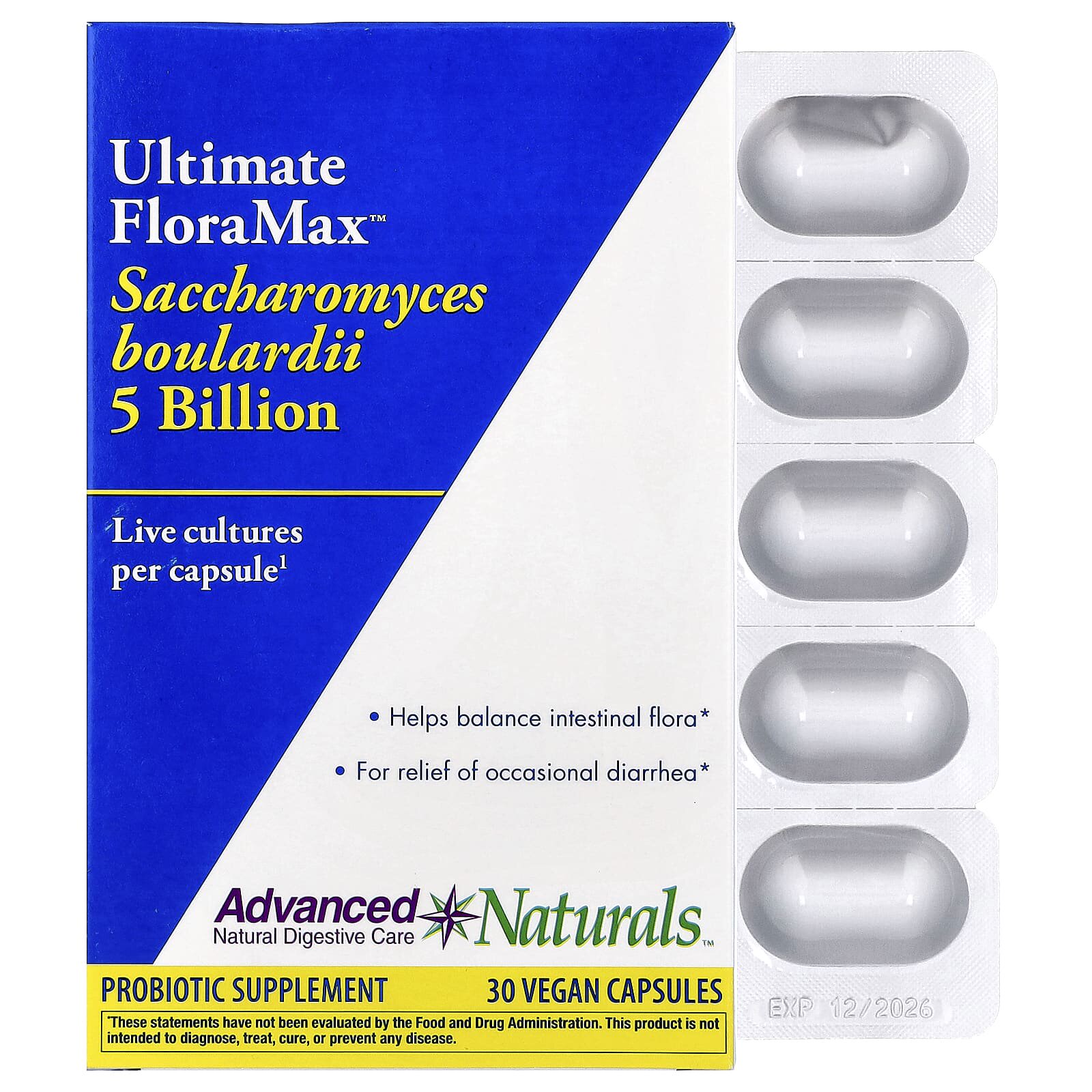 Advanced Naturals80亿CFU布拉酵母菌睡前开启聚会温和活力相伴