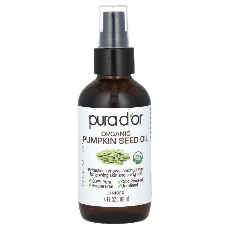 Pura D'or,Organic Pumpkin Seed Oil, 4 fl oz (118 ml)