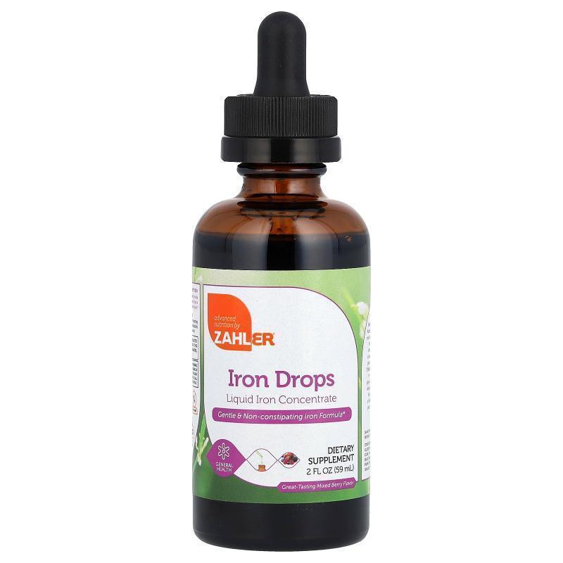 Zahler,Iron Drops, Great-Tasting Mixed Berry, 2 fl oz (59 ml