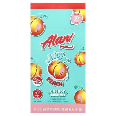 Alani Nu,Energy Drink Mix, Juicy Peach, 10 Sticks, 0.21 oz (