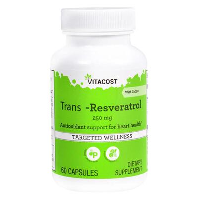 Vitacost,Trans-Resveratrol with CoQ10, 250 mg, 60 Capsules