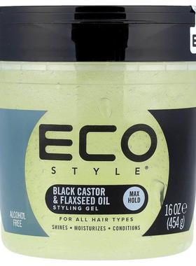 Eco Style,Styling Gel, Max Hold, All Hair Types, Black Casto